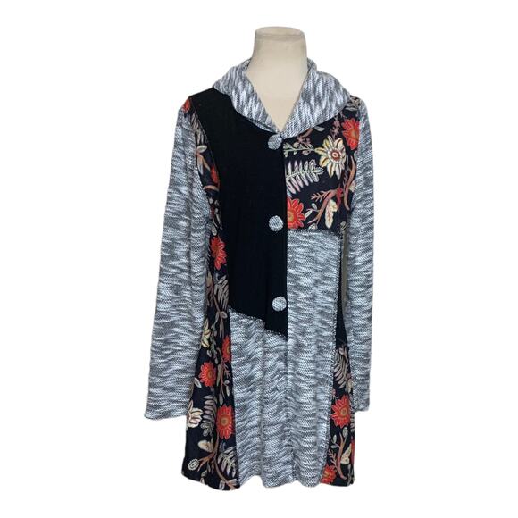 Luii gray patchwork long sleeves button cardigan size Small - Picture 8 of 10